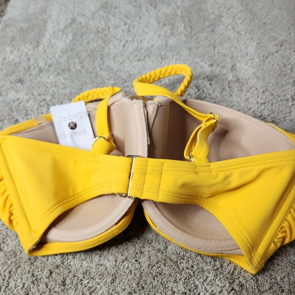 Women's High Neck Braided Strap Bikini Top - Shade & Shore Yellow 34DD - Picture 6 of 8